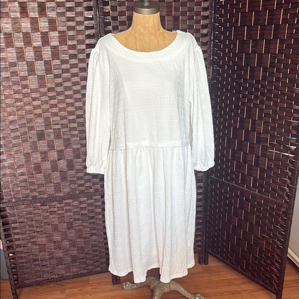 Chic White Midi Dress for Women NWT sz L 12 14 Lined 3/4 sleeve new